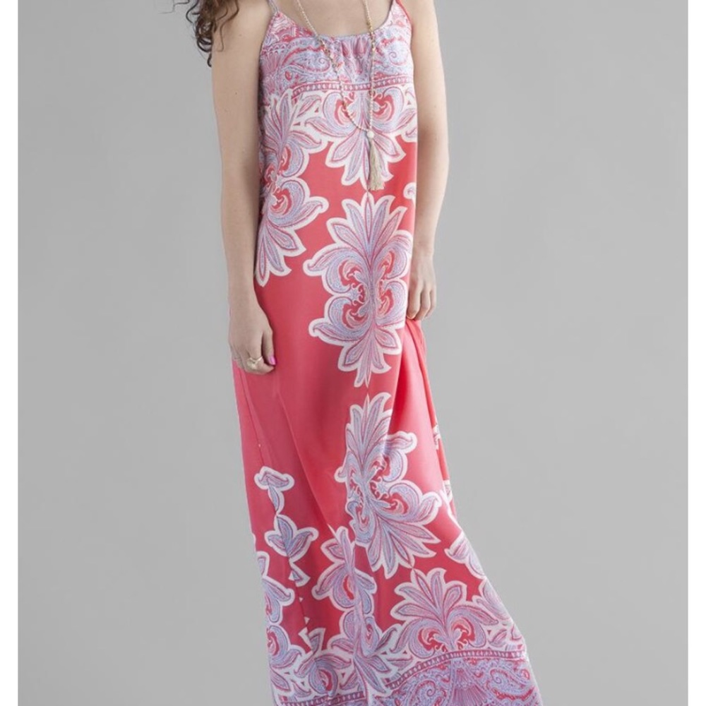 Pink Coral Paisley Maxi Dress